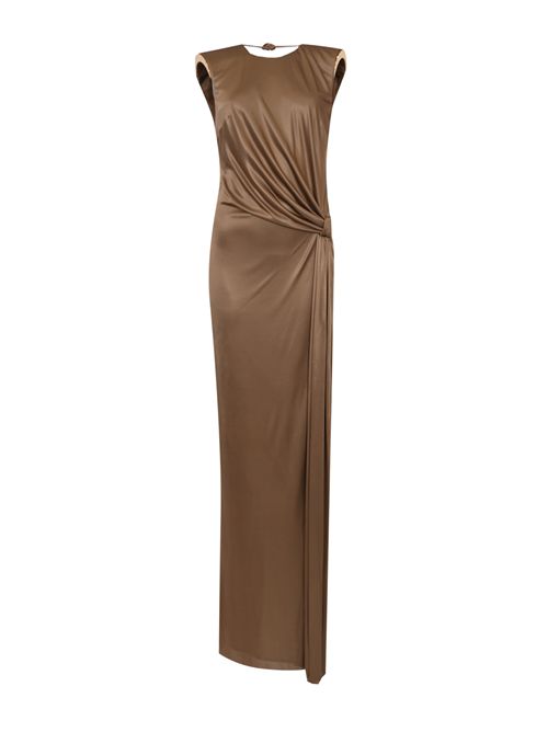 Abito Red Carpet in jersey di viscosa lucida con dettaglio gioiello sulla spalla Elisabetta Franchi | ABR2461E2229